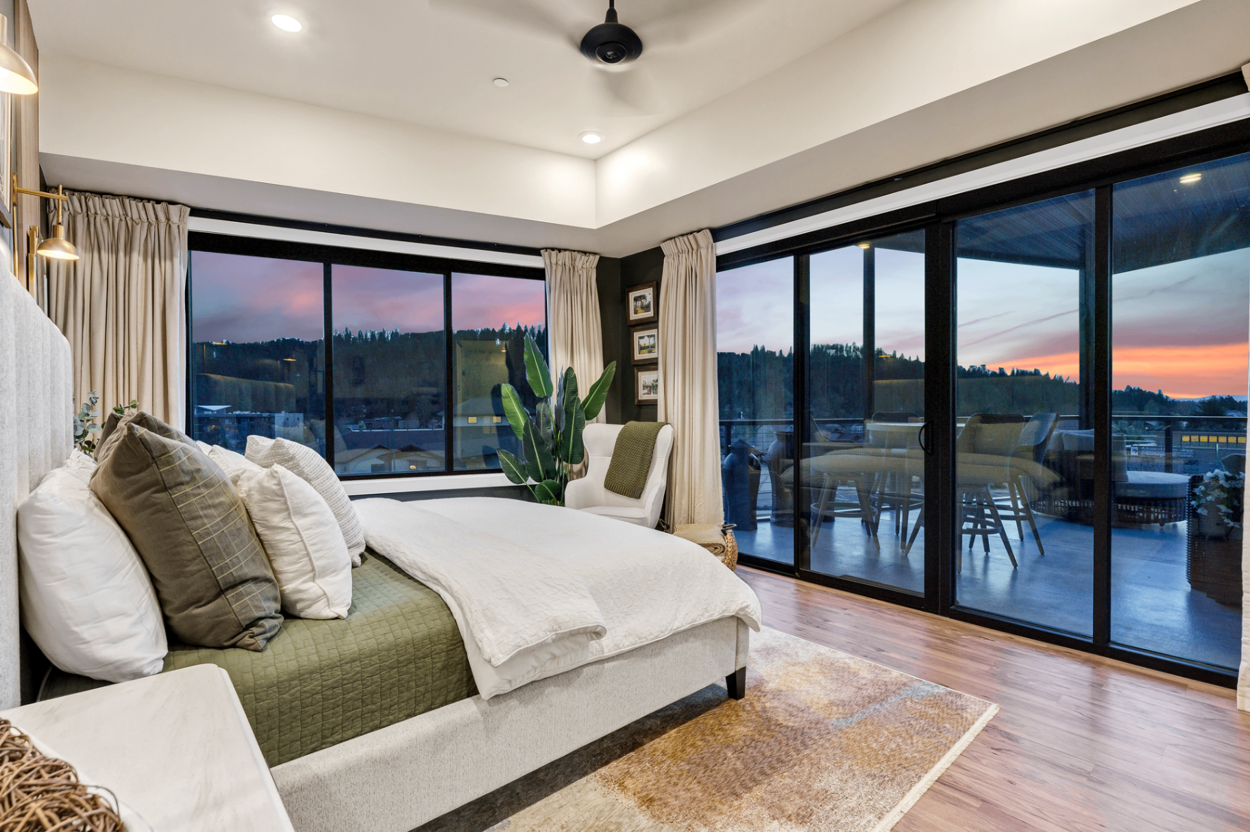 Luxury Spokane real estate interior at sunset by Valid Media